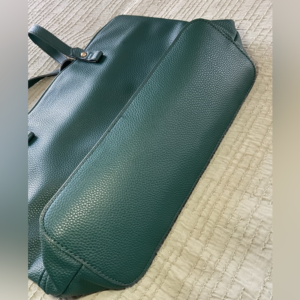 Nanette Lepore Green Pebbled Leather Tote Shoulder Work Bag - Picture 9 of 11
